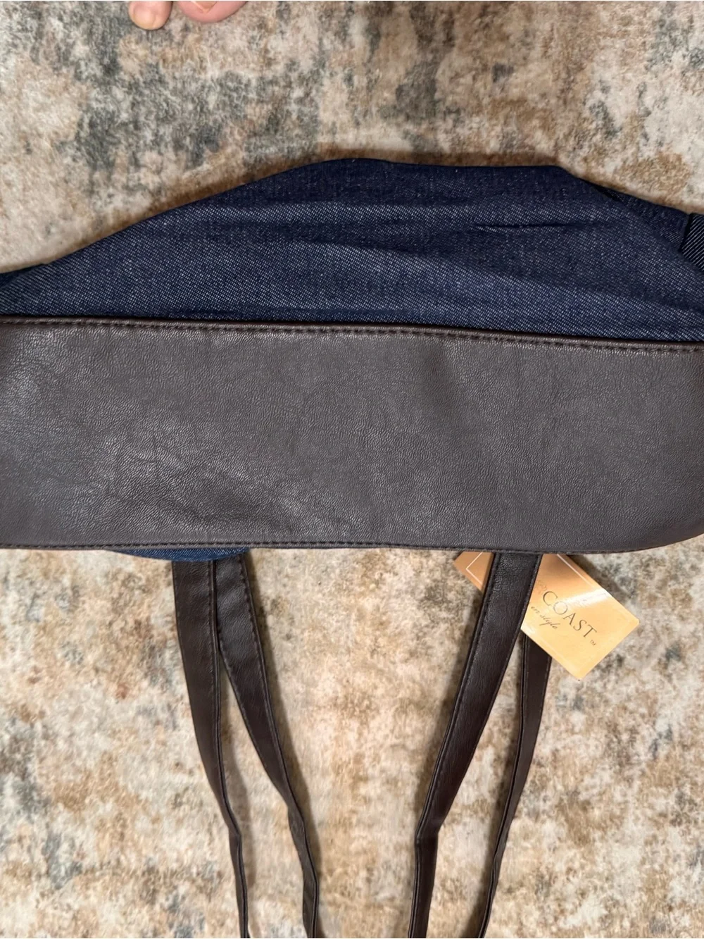 Gold Coast Denim & Brown Leather Pocket Shoulder Bag -Western wear/ McBling/Boho